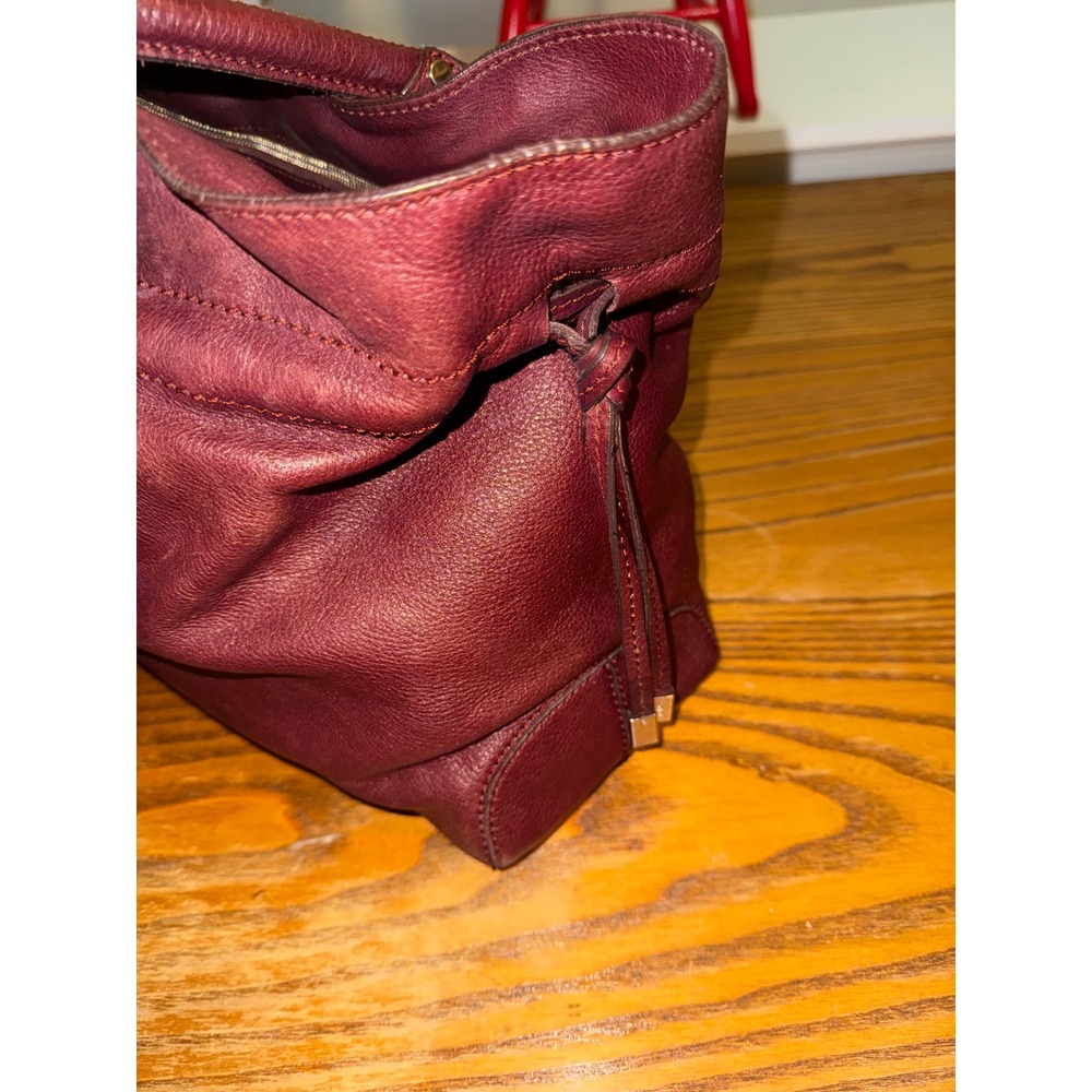 Tods Burgundy Leather Satchel Handbag Made in Italy Oxblood‎ Tote Bag - Picture 7 of 14